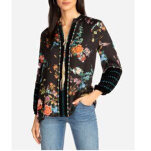 Johnny Was Black Floral Blouse